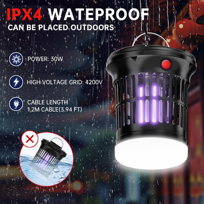 Bug Zapper Mosquito Zapper Outdoor,30W Mosquito Killer Outdoor IPX4 Waterproof, High Powered 4200V Electric Mosquito Zapper, Fly Trap for Home Garden Patio