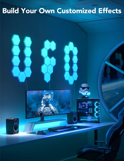 Govee Glide Hexa Light Panels – RGBIC Hexagon Wall Light Panels 10-Pack – Smart Wi-Fi LED Modular Wall Lights with App Control, Music Sync & DIY Layout - PuriLite