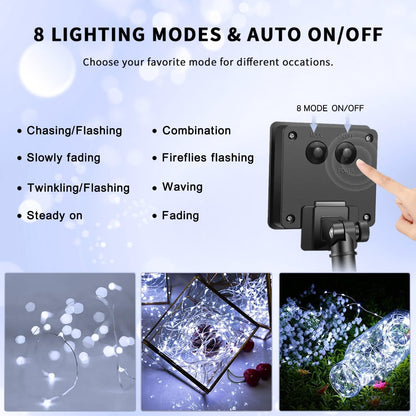 Solar Halloween Decoration Lights, JMEXSUSS 2 Pack 33FT 100 LED Orange and Purple Halloween String Lights, Halloween Lights with 8 Modes for Halloween Tree Yard Outdoor Spooky Party Garden Decorations