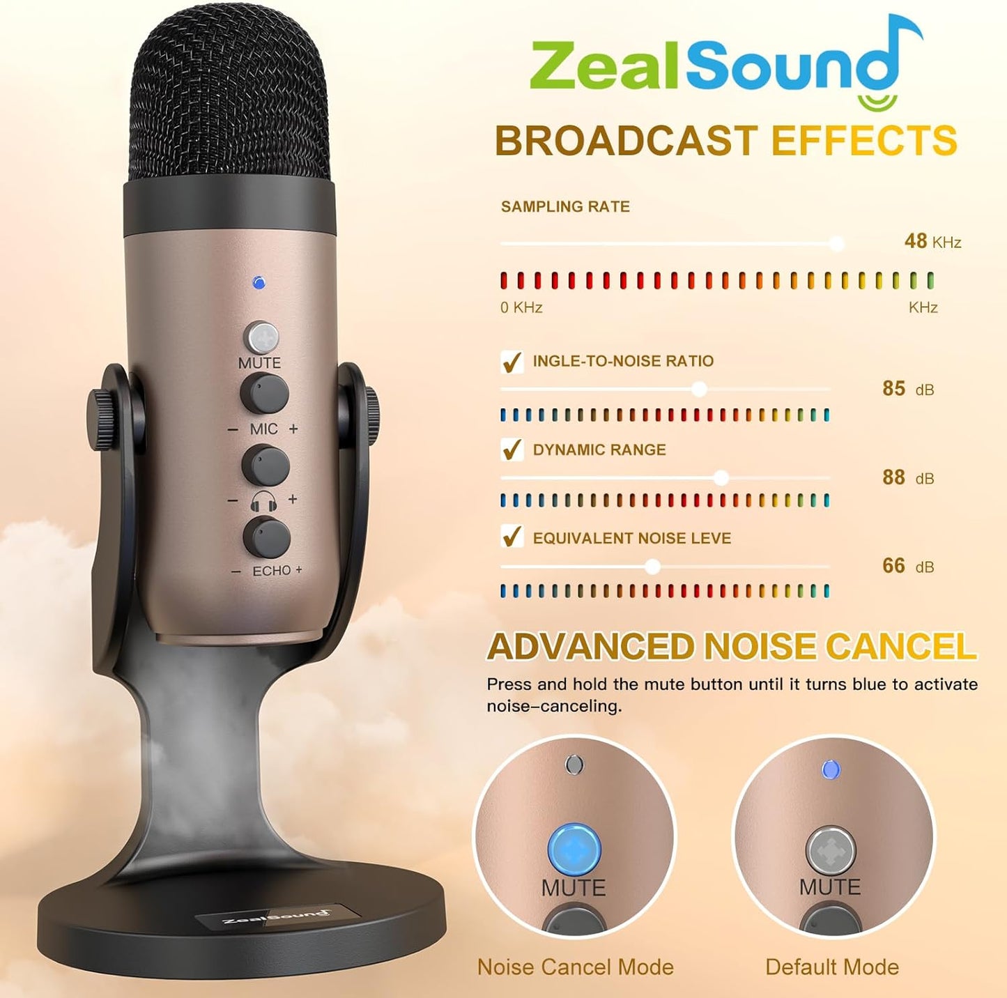 ZealSound USB Microphone,Condenser Phone Computer PC Mic kit,Plug&Play Gaming Microphones for PS 4&5.Mic Gain&Volume Control,Echo &Mute Button for Vocal,Record,Streaming,Discord YouTube Podcast on Mac