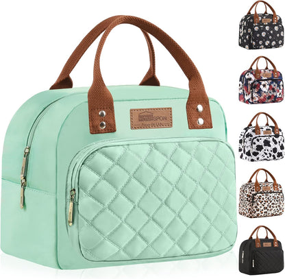 HOMESPON Lunch Bag for Woman Man Adults with Front Pocket Insulated Lunch Tote Lunch Box Container for Work Picnic or Travel(Black)