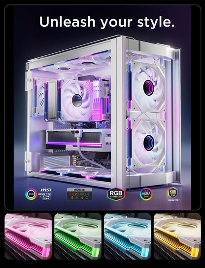 AsiaHorse AMICI-5GT RGB PC Fans, Infinity Mirror ARGB Fans HDB Bearing Fan Speeds Up to 1800 RPM with 24 LED Lights, Forward Blade Fan Compatible Motherboard Aura SYNC (Reverse Blade, 3_Pack_Black)