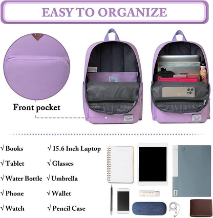 VASCHY Lightweight School Backpack for Women with Sleeve for 14" Laptop