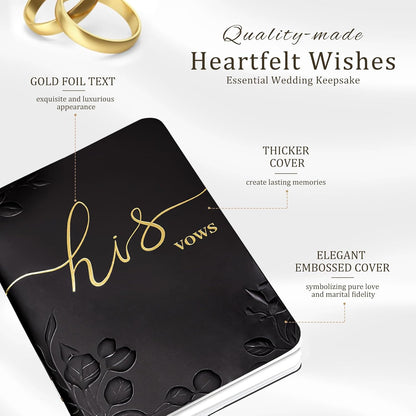 WEMATE Vow Books His and Hers,Wedding Vow Book with Gold Foil and 2 Pens, Wedding Essentials, Beautiful Wedding Present Stuff - Brown and Apricot