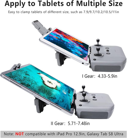 No Disassembly Tablet Holder for DJI Mini 5/4/ 3 Pro/Flip/Neo/Mini 4K/ 2 SE/Air 3, 7-12 Inch Foldable iPad Mount Holder Pack of Lanyard and 2 Cables, Fits DJI RC-N1/RC-N2/RC-N3 Accessories
