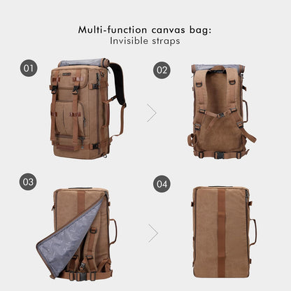 WITZMAN Canvas Backpack Vintage Travel Backpack Large Laptop Bags Convertible Shoulder Rucksack
