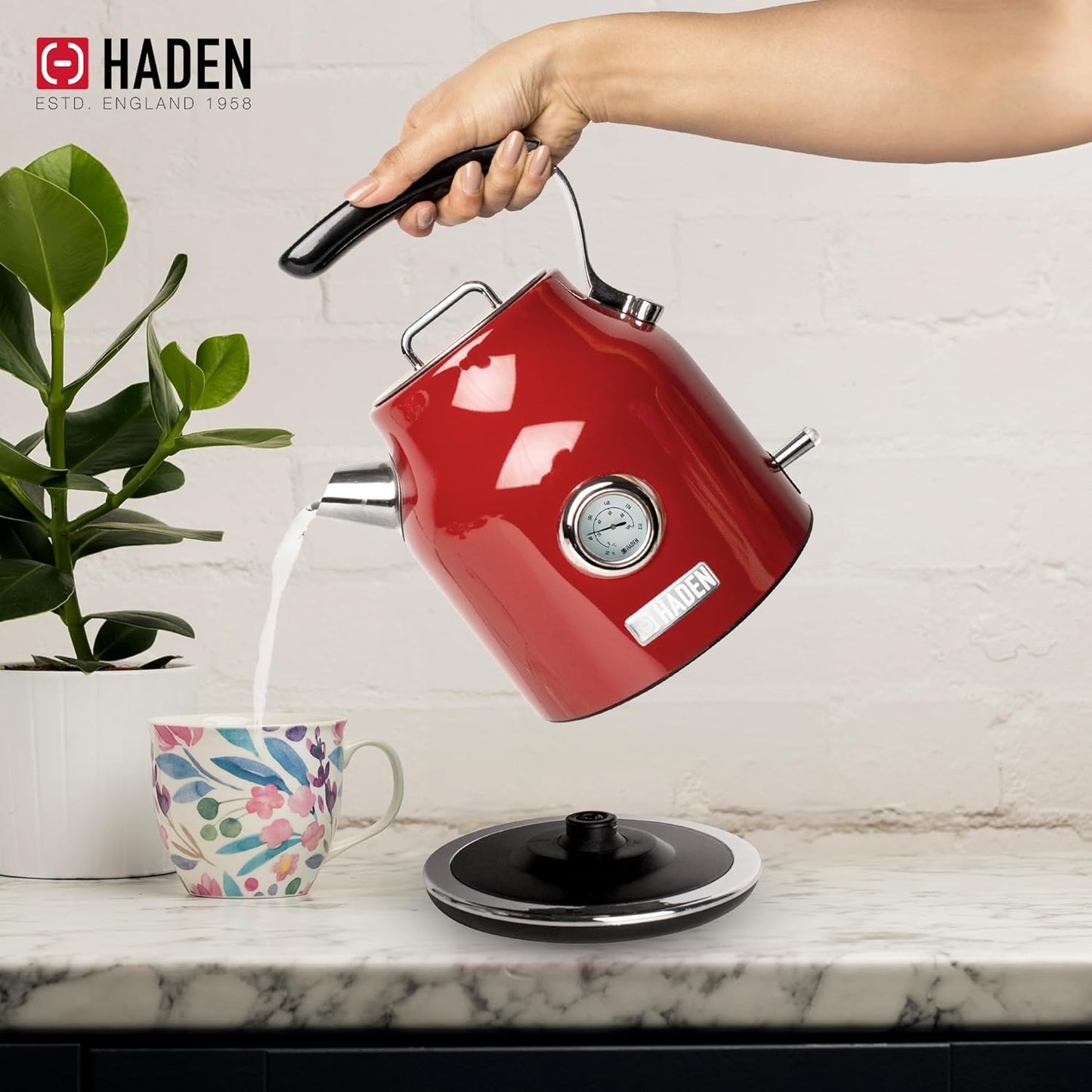 Haden Dorset 75070 Retro Stainless Steel Tea Kettle, 1500W Hot Water Kettle Electric Kettles for Boiling Water, 1.7L Black/Copper Electric Tea Kettles Automatic Shut Off, Boil-Dry Protection Tea Pots