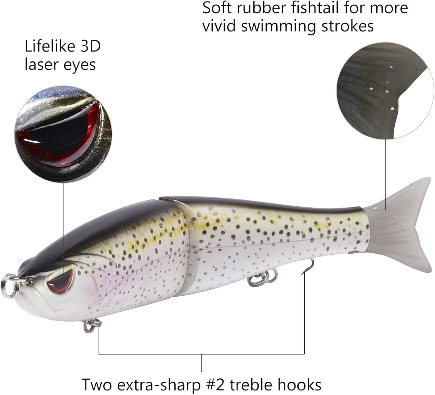 Bassdash SwimShad Glide Baits Jointed Swimbait Bass Pike Salmon Trout Muskie Fishing Lure
