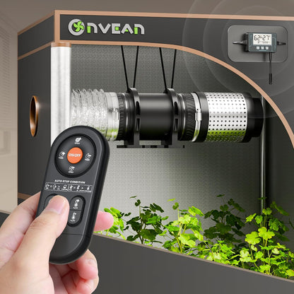4-Inch Inline Duct Booster Fan | Temperature & Humidity Sensor with Remote Control