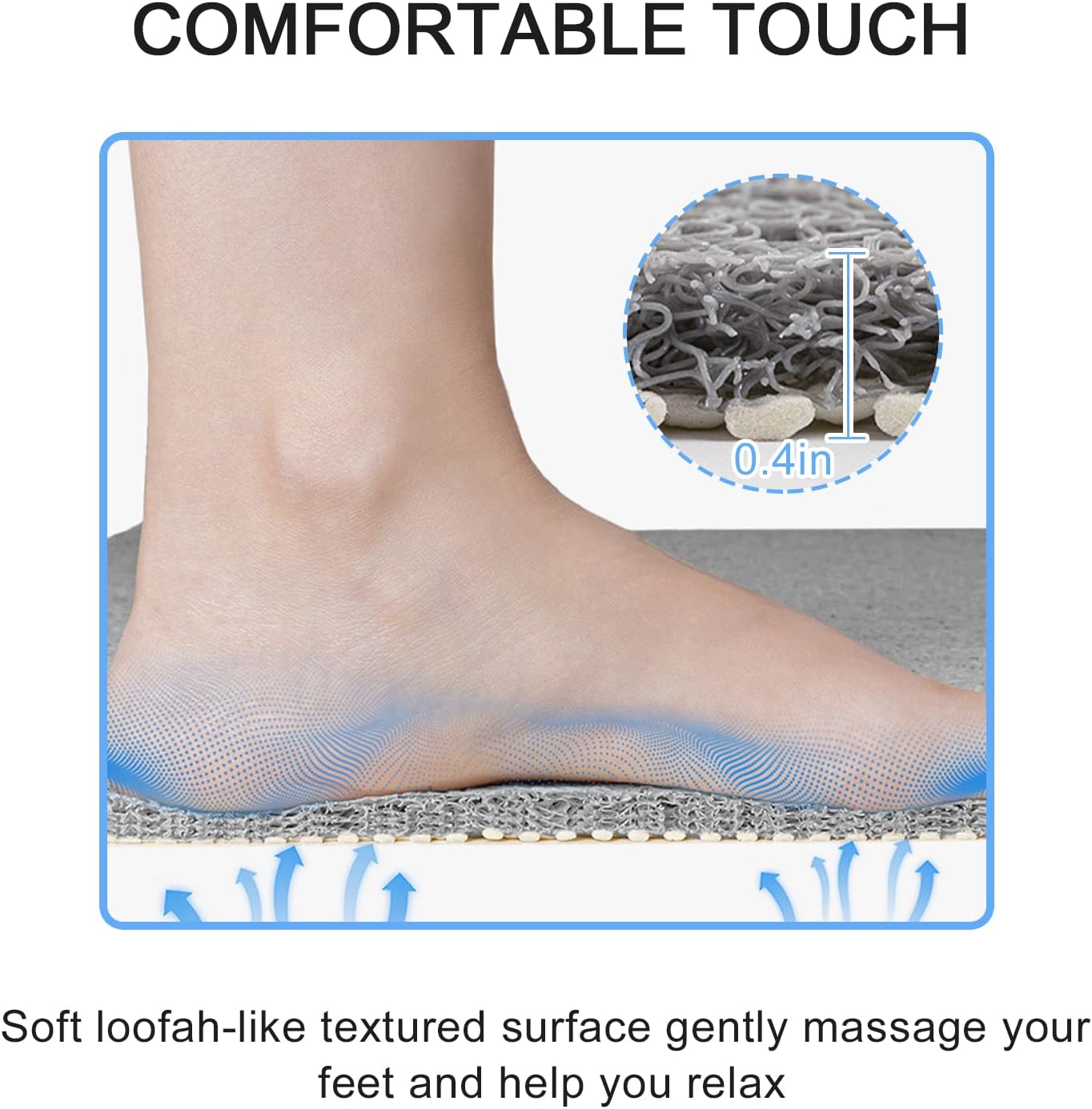 Square Shower Mat, Non Slip Bath Mat, Loofah Shower Stall Mats for Walk-in Shower, 32 x 32 Inches Shower Floor Mat with Drain, Bath Mats for Showers Bathroom, Tub, Seniors