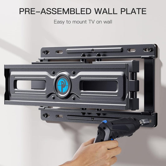 Pipishell Full Motion TV Wall Mount for Most 26-65 inch TVs up to 99 lbs, Pre-Assembled Wall Mount TV Bracket with Swivel & Tilt, 3 Bracket Heights, Max VESA 400x400mm, Fits 12″/16″ Wood Studs, PIMF4 - PuriLite