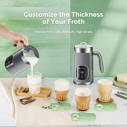 Maestri House Milk Frother, Variable Temp and Froth Thickness Milk Frother and Steamer, 14.1OZ/400ML Smart Touch Control Foam Maker, Memory Function for Latte, Warm Milk, Hot Chocolate,DualFro 400