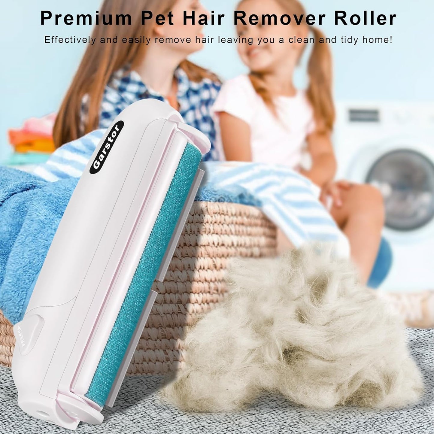 Garstor Pet Hair Remover Roller, Reusable Lint Roller for Pet Hair, Cat Dog Hair Remover for Furniture, Sofa, Carpet, Bedding, Self Clean Lint Roller-Blue