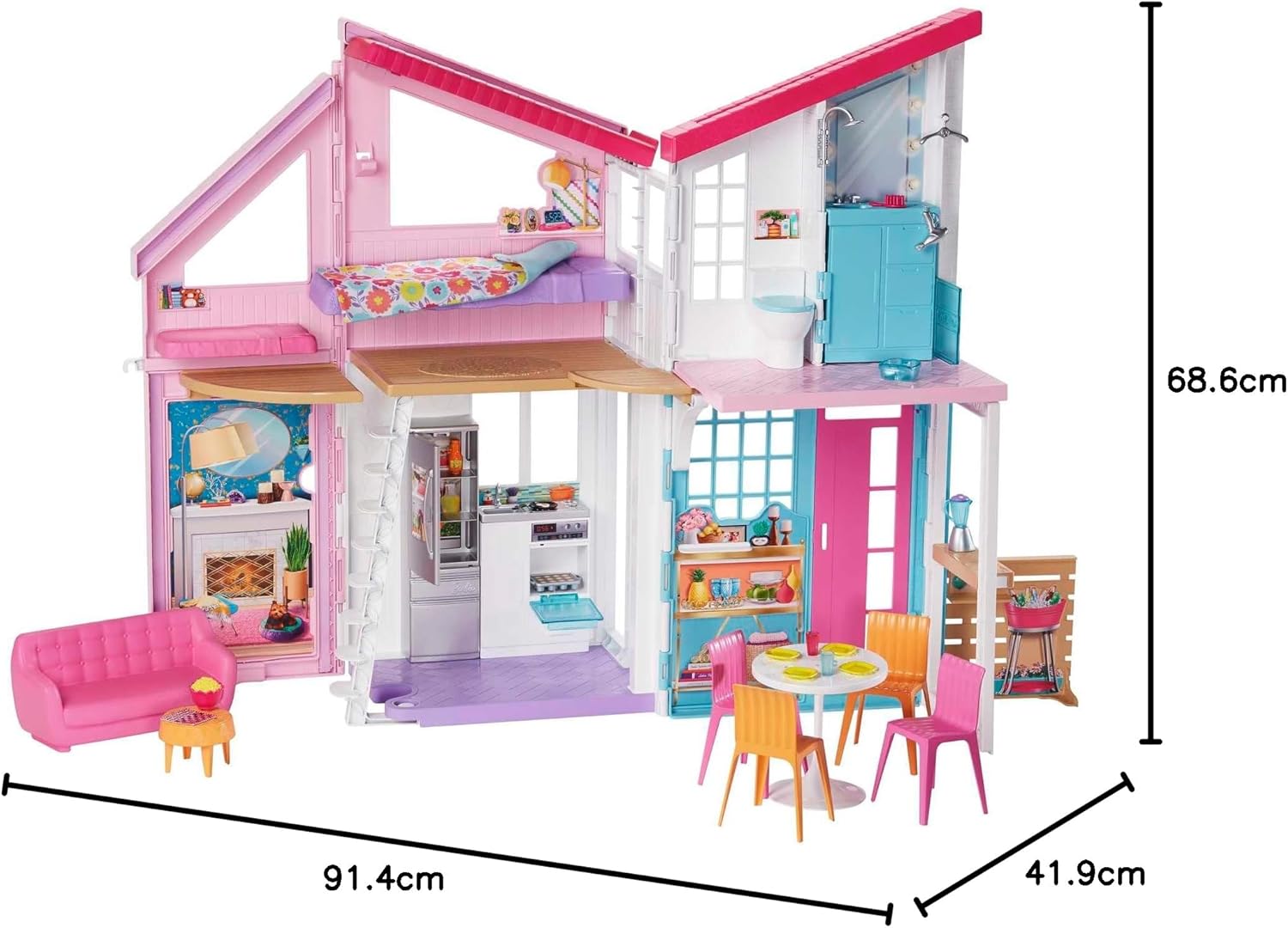 Large Dollhouse Playset with 6 Rooms, Transforming Features, and 25+ Furniture Accessories for Kids Imaginative Play - PuriLite