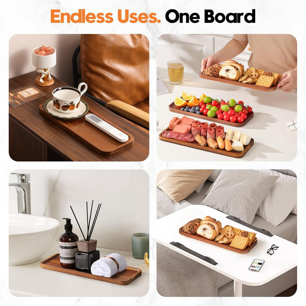 Small Wooden Trays and Platters, Charcuterie Boards, 6 Pack