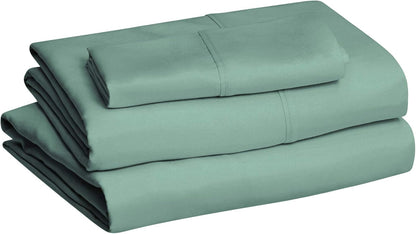 Amazon Basics Lightweight, Breathable Microfiber 4-Piece Bed Sheet Set with 14-Inch Deep Pockets, Full, Blush Pink, Solid