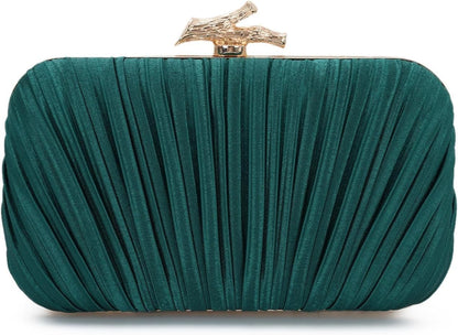 Clutch Purses for Women Evening Bag Pleated Clutch Bag with Chain Party Purses Handbag for Cocktail/Prom/Party/Wedding/Formal