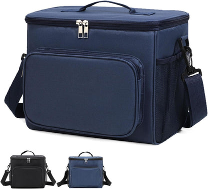 Lunch Bag for Adult Men Women Reusable 10L Large Thermos Lunch Box Food Cooler Bag Leakproof Heated Lunch Bag for Work Office Outdoor Picnic School Unisex Insulated Bag, 12+ Cans (Black)