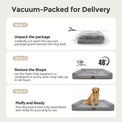 Sytopia 42 Inch Indestructible Dog Beds for Large Dogs, Big Chew Proof Orthopedic Egg Crate Foam Pet Bed with Washable Removable Cover and Anti-Slip Bottom, Great Gift for Pets, Grey