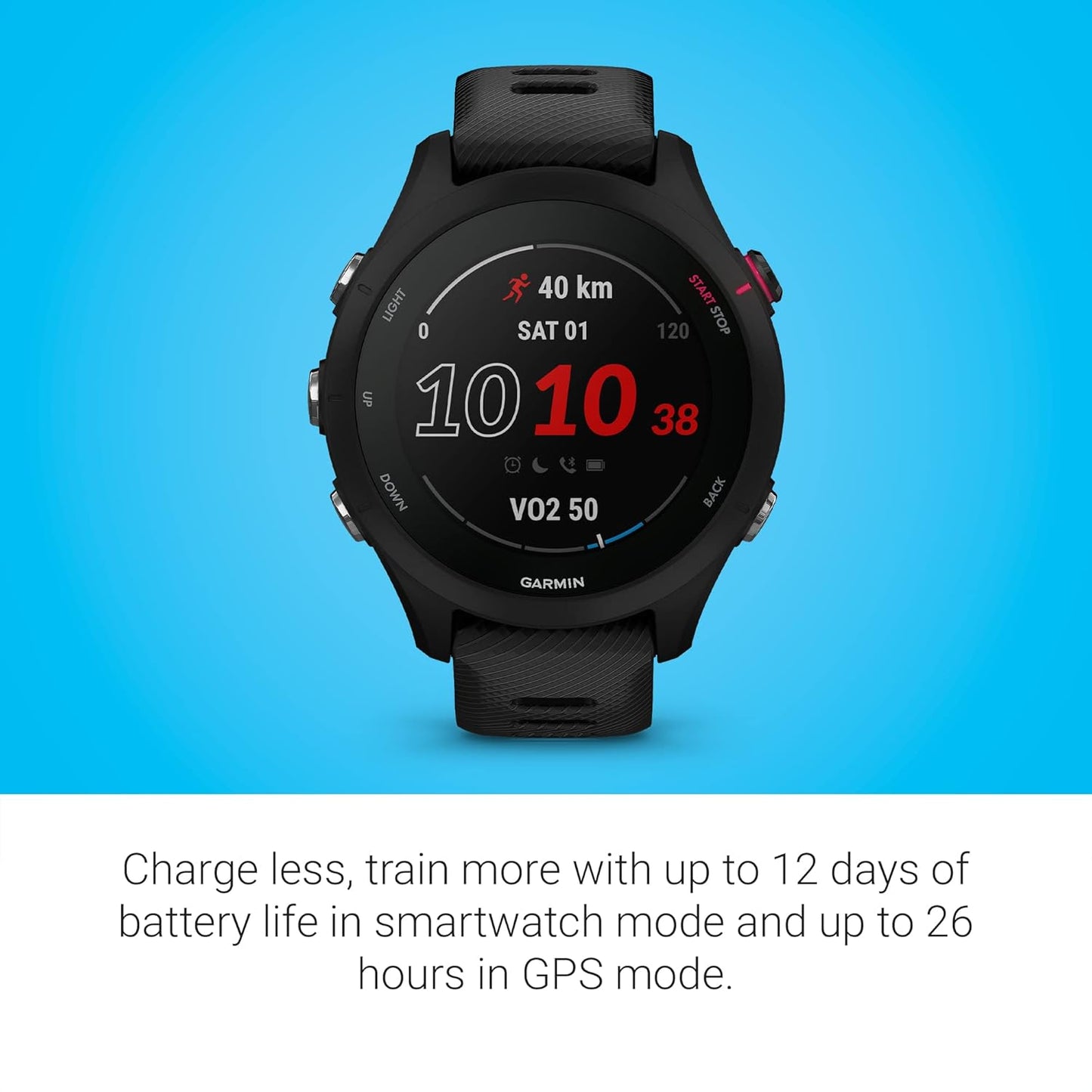 Garmin Forerunner® 255 Music, GPS Running Smartwatch with Music, Advanced Insights, Long-Lasting Battery, Black, 46 MM