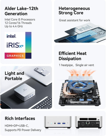 MINISFORUM NAB8 Plus Mini PC, Intel Core i7-12800H (14C/20T, up to 4.8GHz), 32GB DDR4 1TB M.2 SSD, HDMI/DP /USB4,2.5 Inch HDD/SSD Slot,USB-A x 4,2x2.5G LAN/Wi-Fi6E / BT5.3,Oculink Support