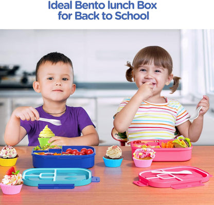 Lunch Box Kids Bento Box - 1300ML Ideal Leak Proof Bento Lunch Box for Kids School Lunchbox for Teens Toddlers Boys, Lunch Box Snack Containers with Utensil (Lunch Box-Purple)