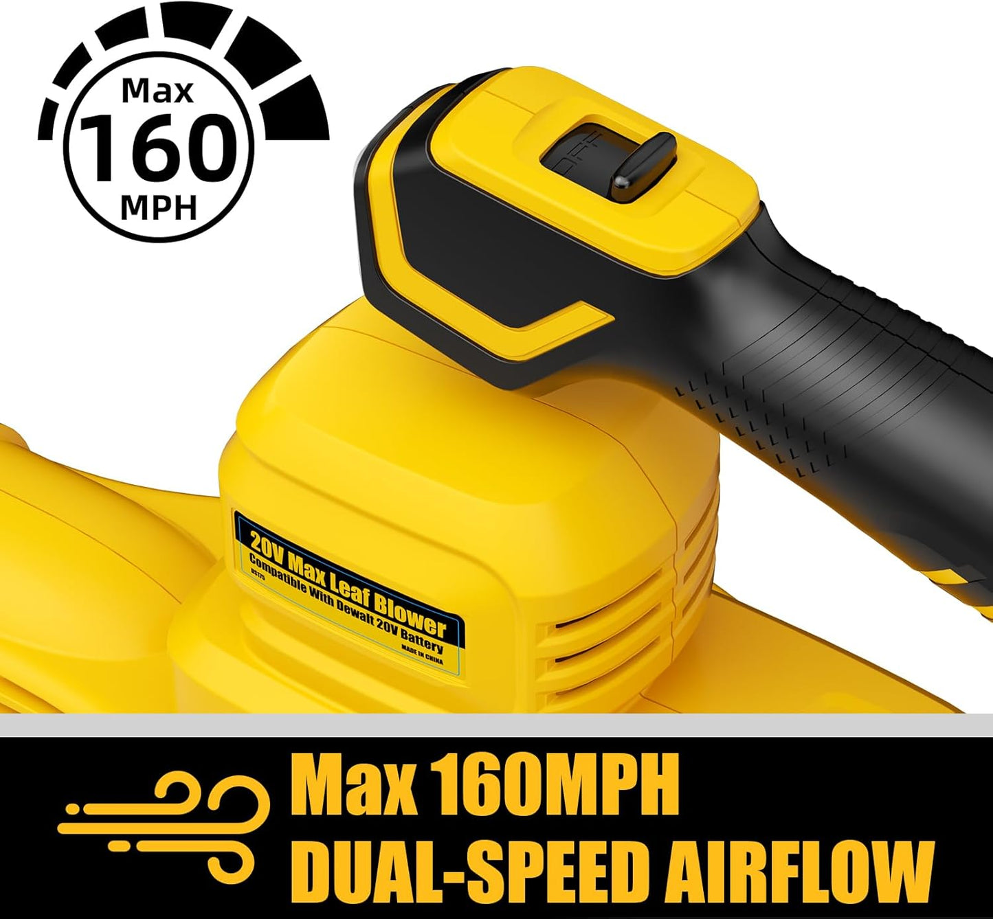 Nelhalt 20V Cordless Leaf Blower, Max 160 MPH Compatible with DeWALT 20V Max Battery, Compact and Lightweight Design, Electric Blower for Lawn Care, Yard, Tool Only