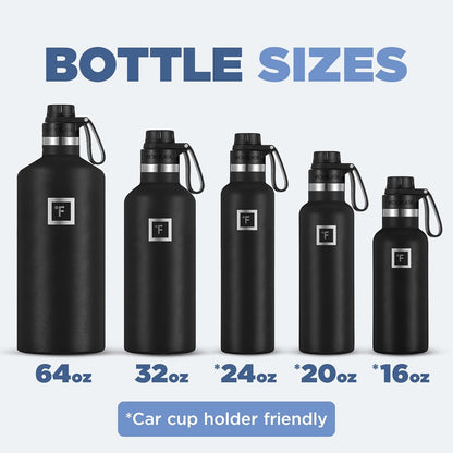 Camping & Hiking Hydration Canteens - 24oz 3 Lids (Narrow Straw/Spout Lid) Leak Proof Vacuum Insulated Stainless Steel - Hot & Cold Double Walled Sports Water Bottle