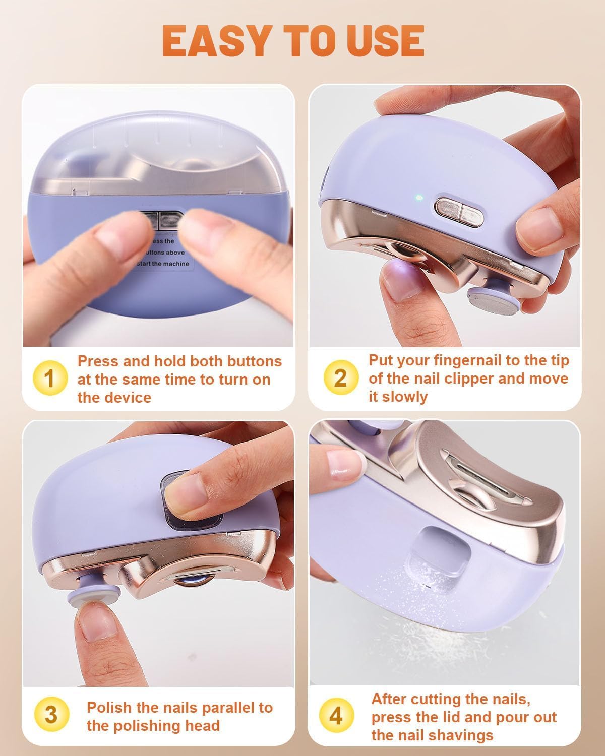 3-in-1 Upgrade Electric Nail Clippers for Seniors, Automatic Electric Polishing Nail Clippers with Collector, Excellent Electric Nail Trimmer Gift for Your Loves