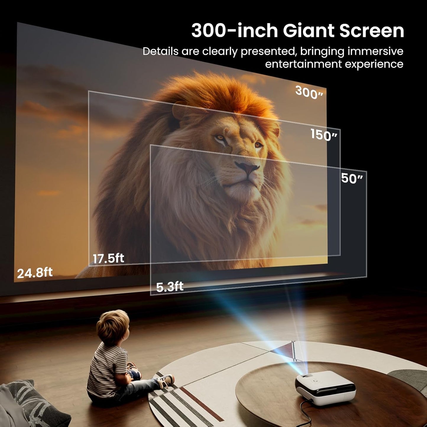 Official Licensed Google TV Smart Projector, HAPPRUN Projector 4k Support with Dolby Sound, Built-in Streaming Apps, Native 1080P, Wi-Fi & Bluetooth, Projecteur for Home Cinema,Gaming,Outdoor