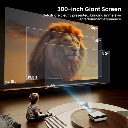 Official Licensed Google TV Smart Projector, HAPPRUN Projector 4k Support with Dolby Sound, Built-in Streaming Apps, Native 1080P, Wi-Fi & Bluetooth, Projecteur for Home Cinema,Gaming,Outdoor