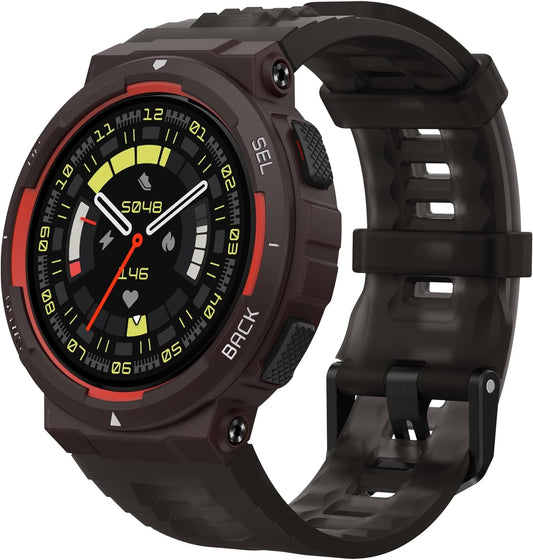 Amazfit Active Edge Smart Watch with Stylish Rugged Sport & Fitness Design, GPS, AI Health Coach for Gym, Outdoor, Workouts & Exercise, 16 Days Battery, 10 ATM Water Resistant, Lava Black