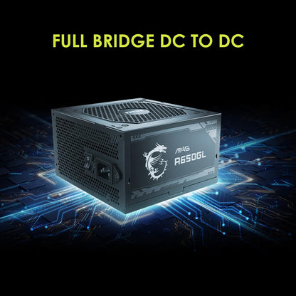 MSI MAG A750GL PCIE 5 Gaming Power Supply - Full Modular - 80 Plus Gold Certified 750W - Compact Size - ATX PSU - PuriLite