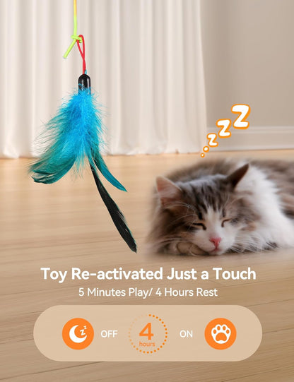 Cat Toys for Indoor Cats, 5 Pack Hanging Interactive Cat Toy with Feather Teaser Hands-Free Cat Toys Wand with Bell Exerciser Playing Toy for Kitten or Cat