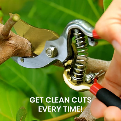 Garden GURU Indestructible Titanium Garden Clippers - Professional Bypass Hand Pruner Pruning Shear with Comfort Grip Handles for Gardening, Trimming, and Yard Work - Hardened Steel & Titanium Blade