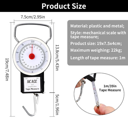 Dokpav Portable Manual Luggage Scale, Plastic Spring Balance Scale, Multi-Purpose Hand Held Dial Weight Scales, Hanging Spring Scale, Digital Hanging Scale, Household Portable Scale(50lbs/22KG)