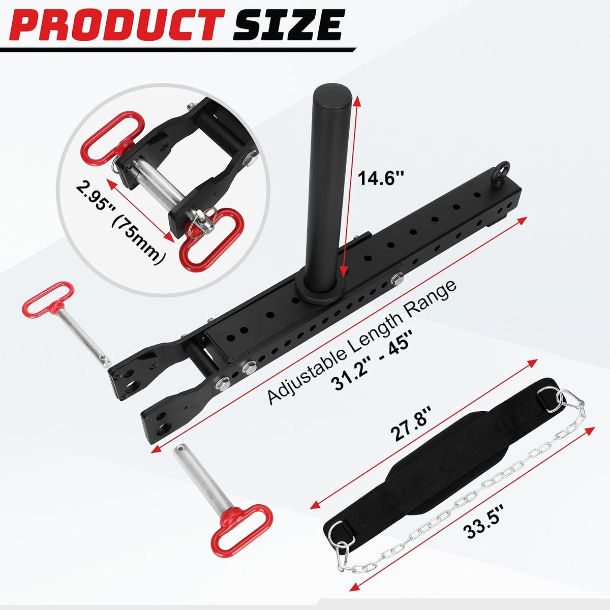 Belt Squat Attachment, Universal size, Black