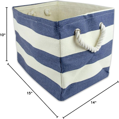 DII Storage Basket or Bin, Collapsible & Convenient Storage Solution for Office, Bedroom, Closet, Toys, Laundry (Large) - Pink Rugby Stripe