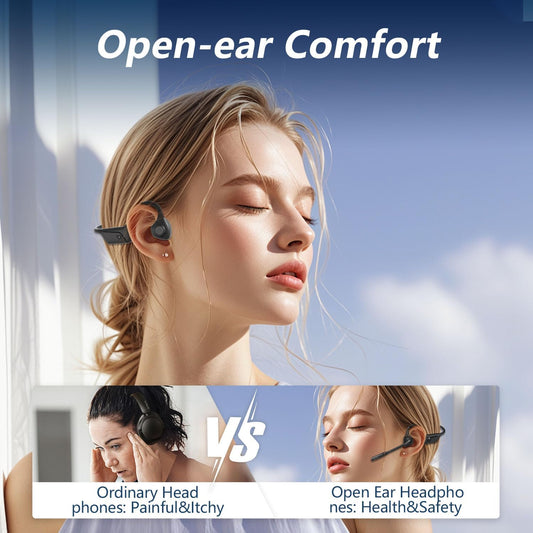 BANIGIPA Bluetooth Headset with Microphone, Open Ear Headphones with Mic, Noise Cancelling Bluetooth Headphones for Phone Computer, Wireless Headset Multipoint Connection & Mute Button for Working-16H - PuriLite