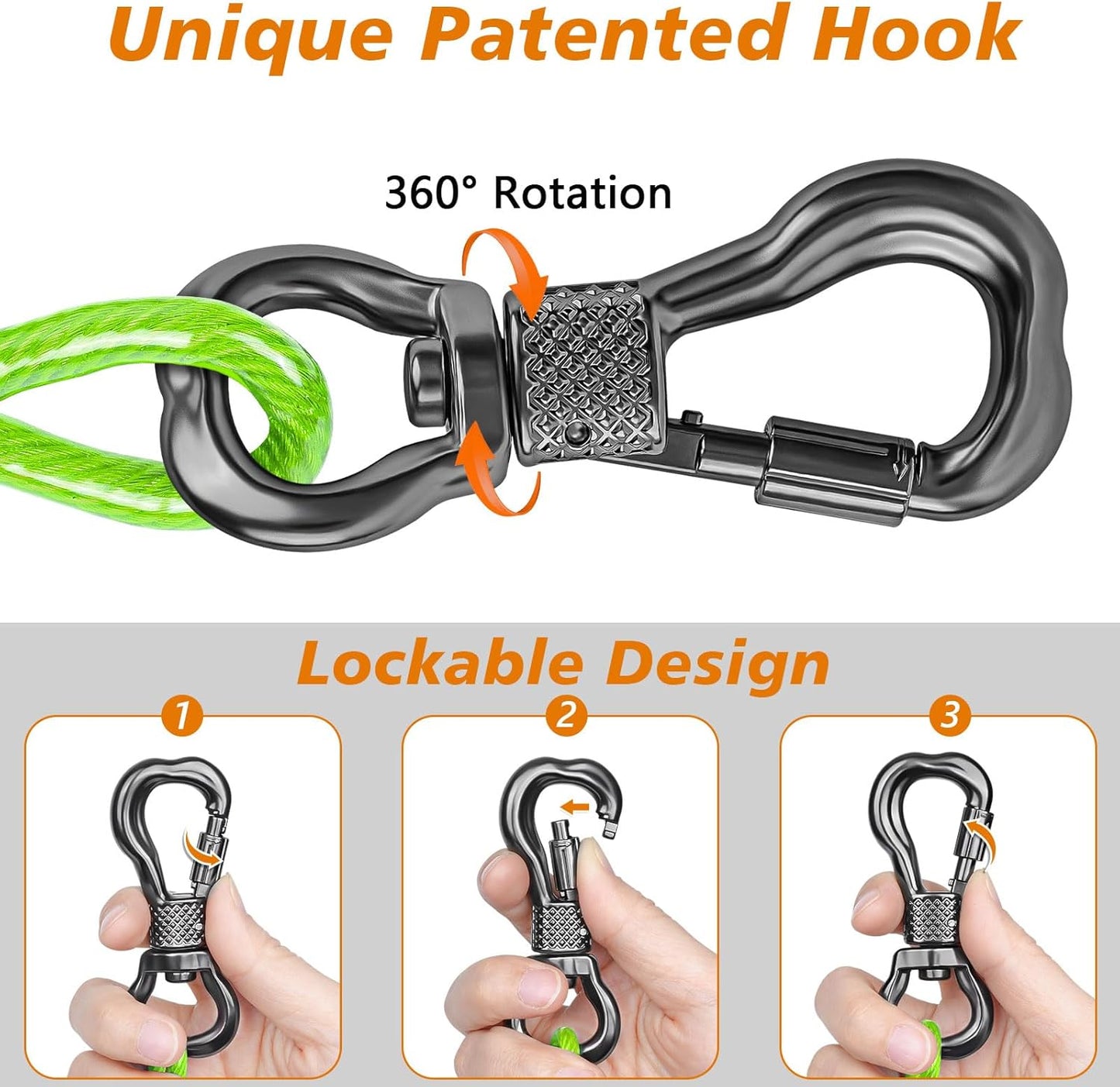 XiaZ Dog Runner Cable Dog Run Trolley Tie Out Cable Dog Chains for Outside Yard Camping Up to 250 Pound, 20 Feet