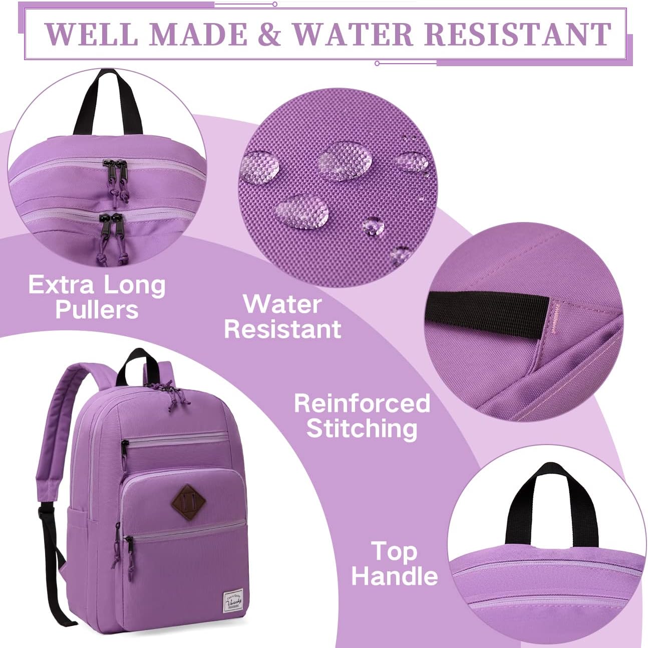 School Backpack for Men Women,Vaschy Lightweight School Bag Bookbag Casual Daypack for High School/College/Teens/Travel/Work