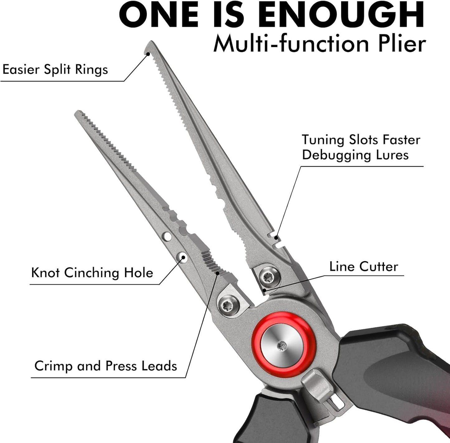TRUSCEND Lockable Handy Fishing Pliers with Innovative Ergonomic Handle, Saltwater Corrosion Resistant Teflon Coated Fishing Tool, Multi-Function Fishing Gear with Mo-V Cutter, Amazing Fishing Gift