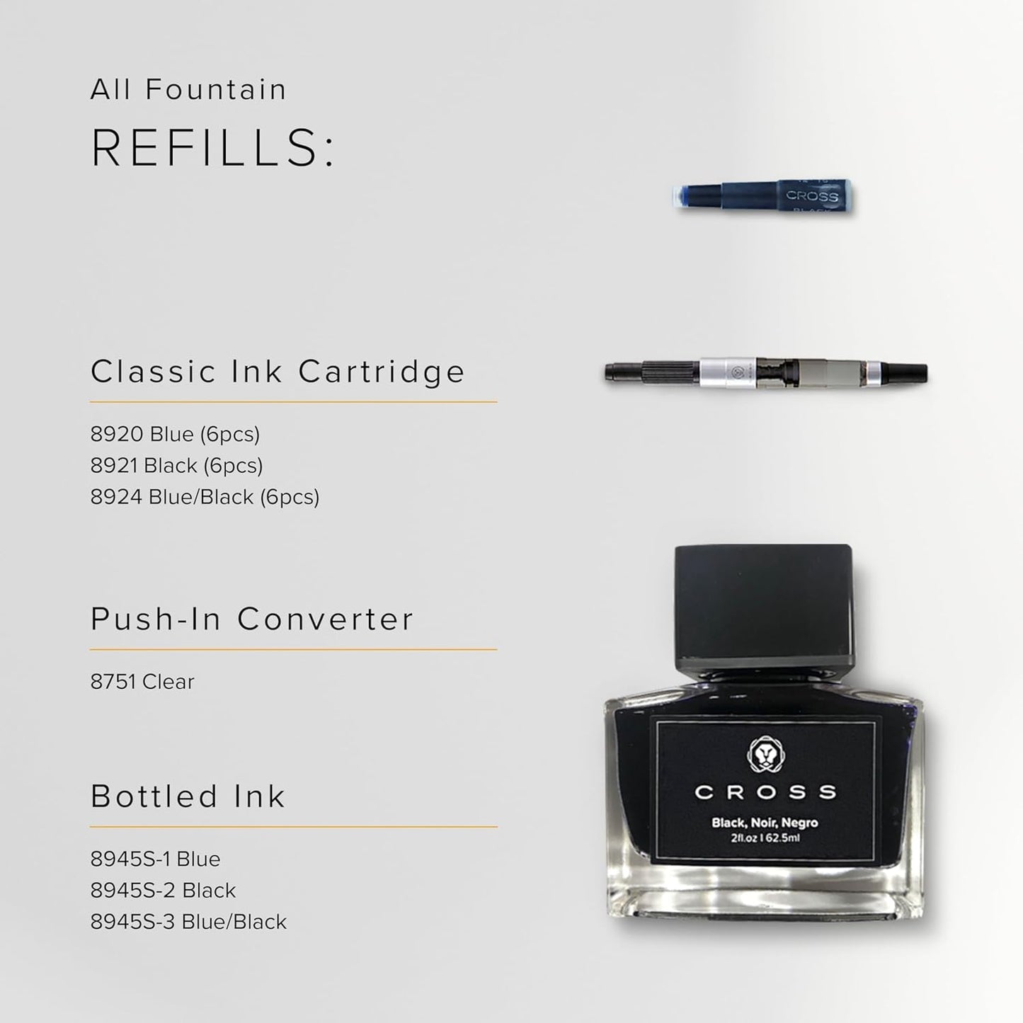 Cross Fountain Pen Converter Push in Style Fits Townsend Founatin Pens Green Converter (8751)