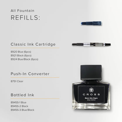 Cross Fountain Pen Converter Push in Style Fits Townsend Founatin Pens Green Converter (8751)