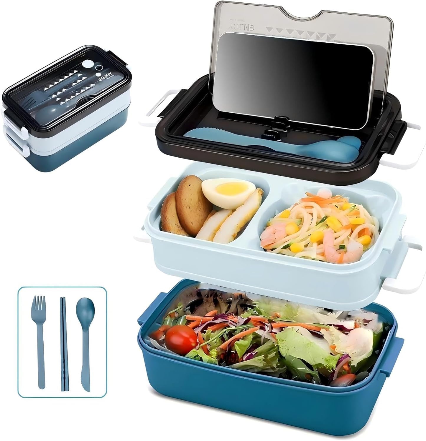Bento Box, Lunch Box for Adult, Compact Bento Box Set- 2-Layer Stackable Lunch Box with Utensils, Leak-Proof and Durable Food Container for Work, Picnic, and Travel (Pink)