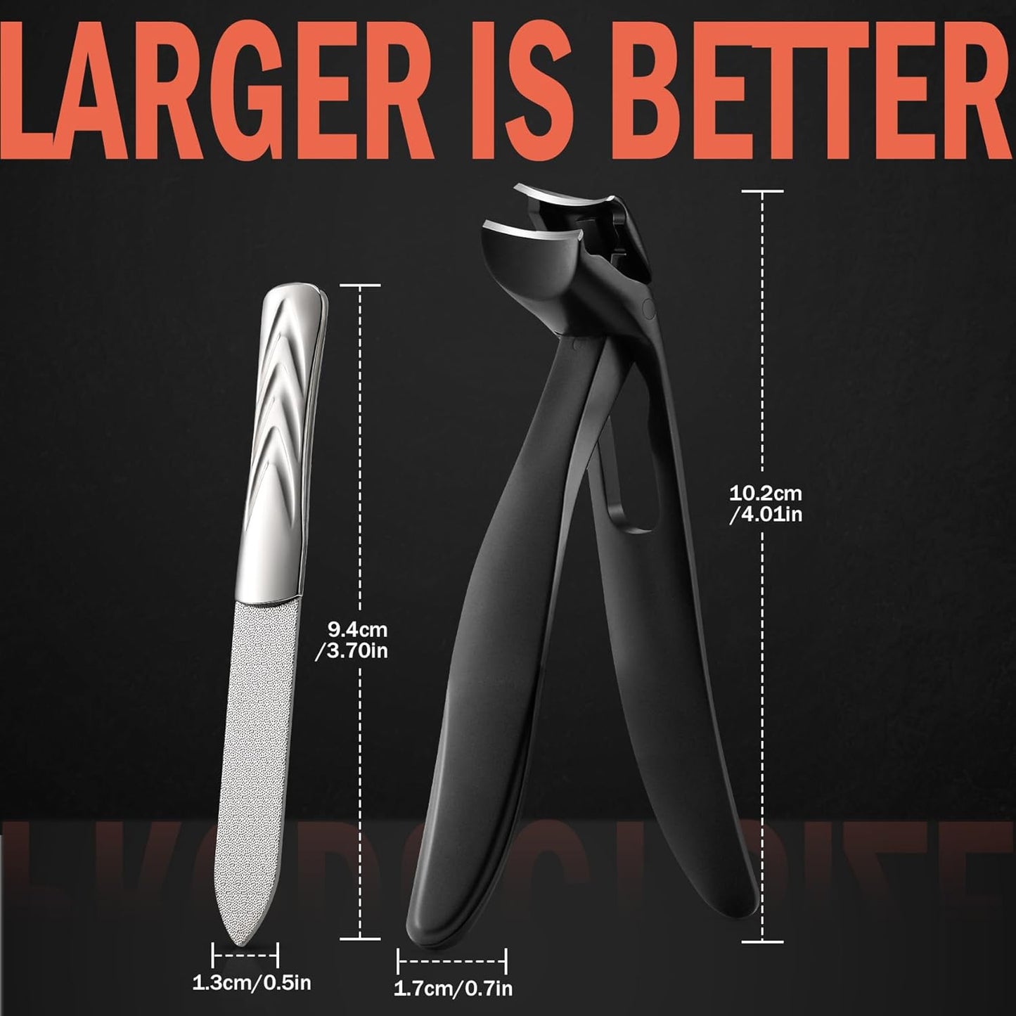 BEZOX Angled Head Nail Clippers for Seniors - Ergonomic Toenail Clipper for Thick Nails, Premium Steel Nail Cutter Trimmer with Catcher for Men and Women - Black