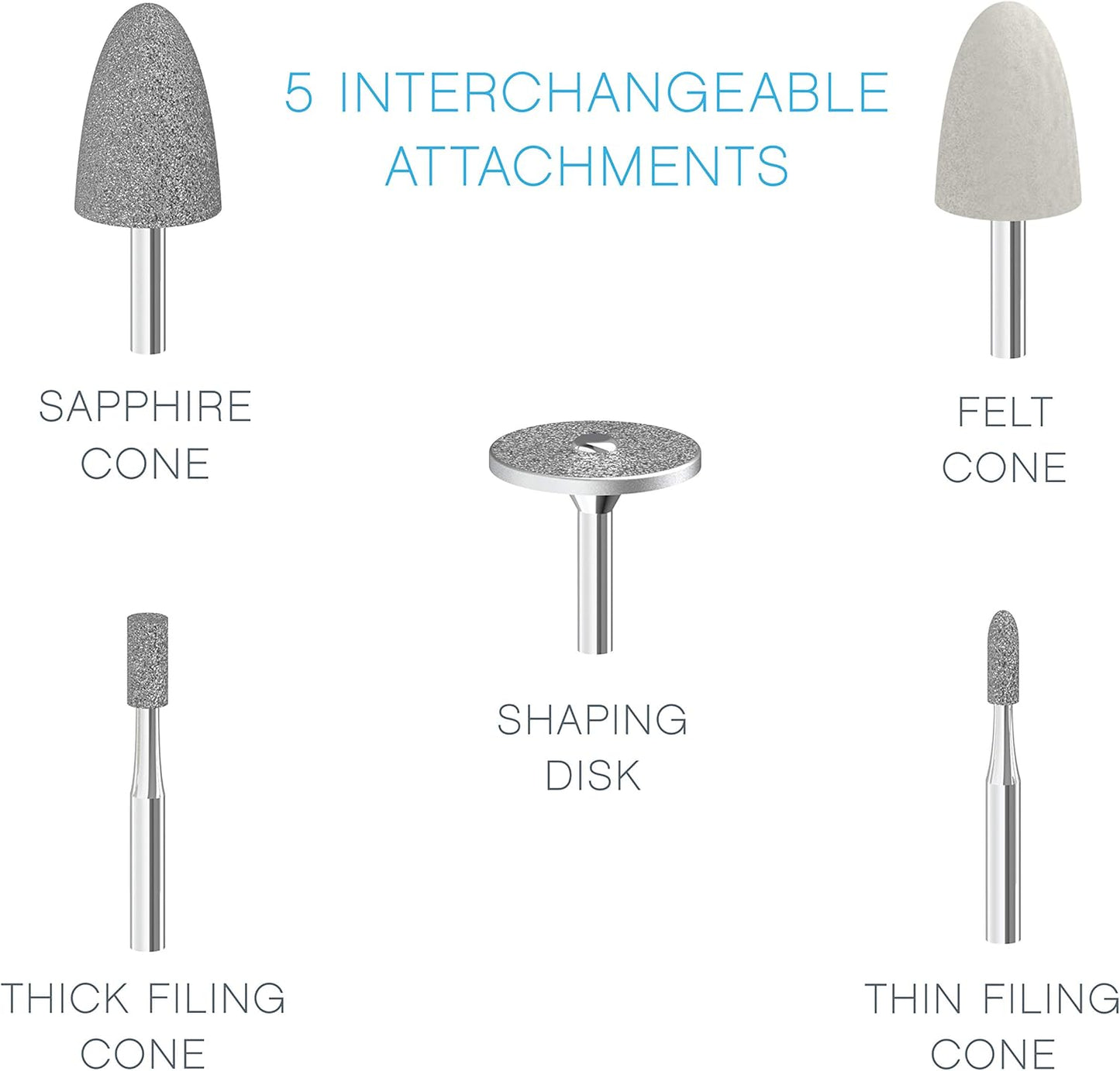 Pure Enrichment PureNails Express Cordless Manicure and Pedicure System - Portable, Battery-Powered Nail File with 5 Interchangeable Attachments, 2 Speeds and Storage Bag - Ideal for Travel & Home