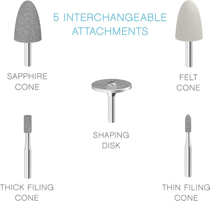Pure Enrichment PureNails Express Cordless Manicure and Pedicure System - Portable, Battery-Powered Nail File with 5 Interchangeable Attachments, 2 Speeds and Storage Bag - Ideal for Travel & Home