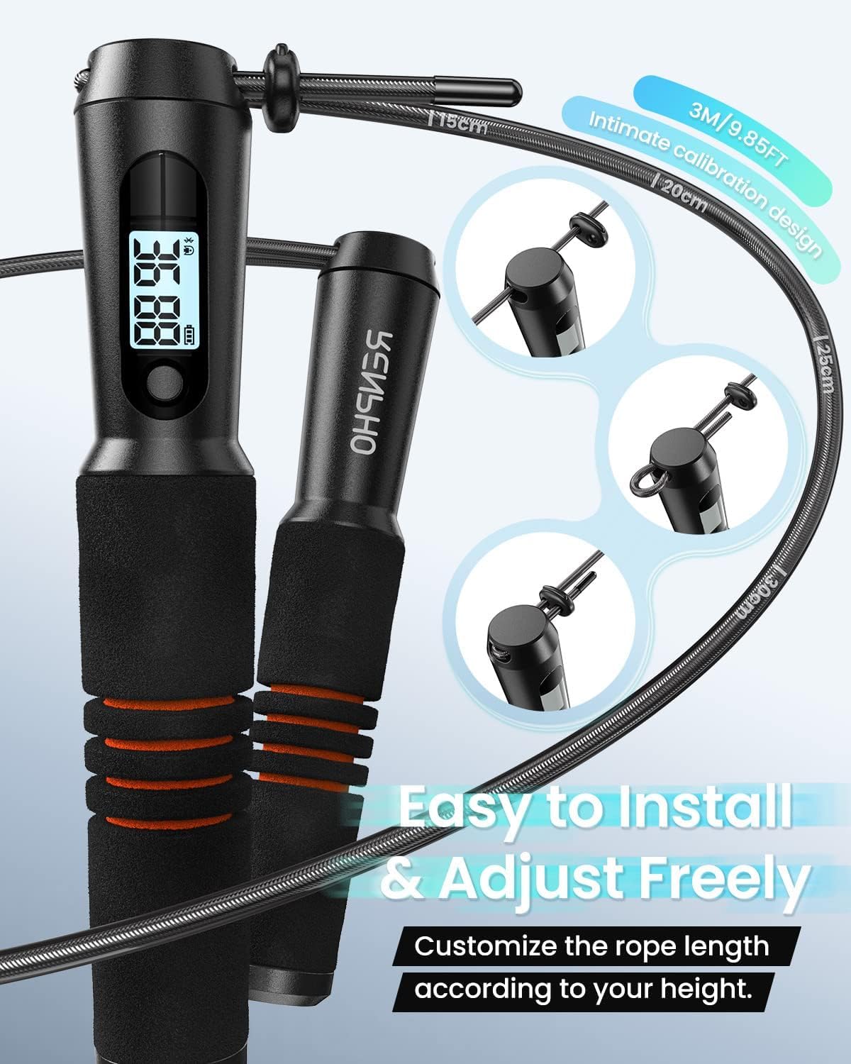 RENPHO Smart Jump Rope, Cordless Jump Rope, High-Speed Jump Rope with Counter, Fitness Skipping Rope with APP Data Analysis, Workout Jump Ropes for Home Gym, Crossfit for Exercise for Men, Women