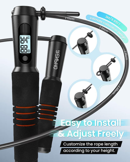 RENPHO Smart Jump Rope, Cordless Jump Rope, High-Speed Jump Rope with Counter, Fitness Skipping Rope with APP Data Analysis, Workout Jump Ropes for Home Gym, Crossfit for Exercise for Men, Women